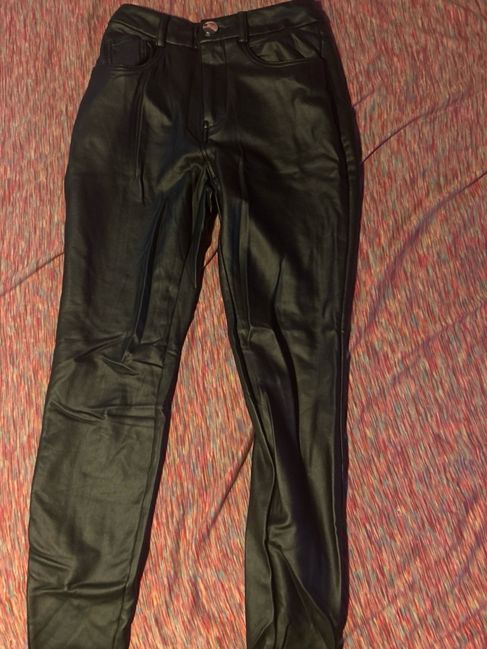 SHEIN Black Faux Leather Dress Pants